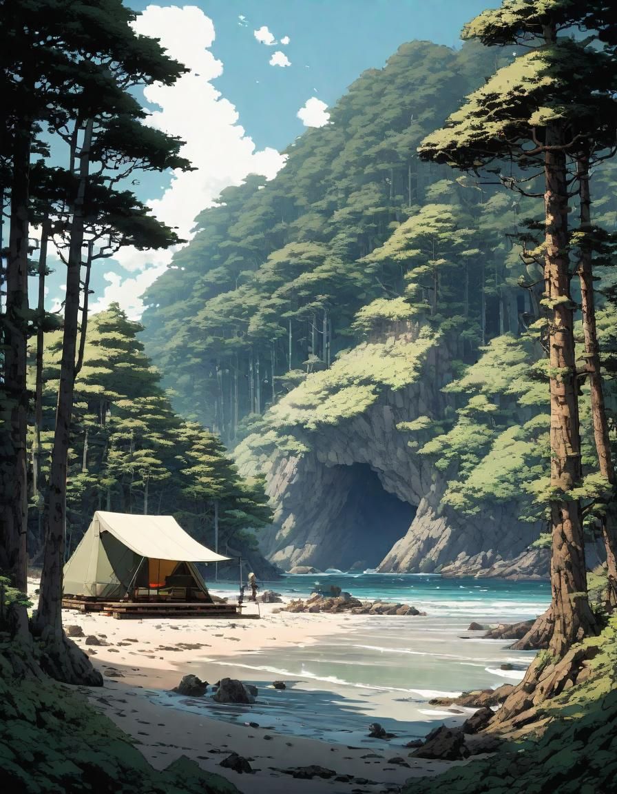 Pixel Art: The Perfect Beachside Camping Spot