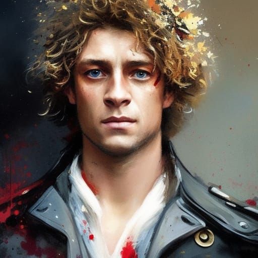 Enjolras Portrait in French Revolution Graffiti Style