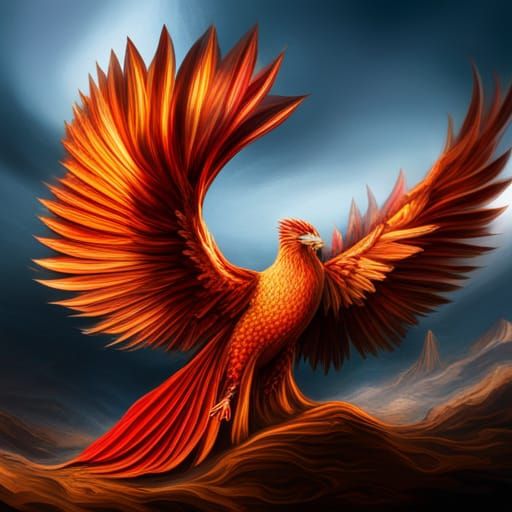 Hyperrealistic Phoenix in Flight: Detailed 64MP Image