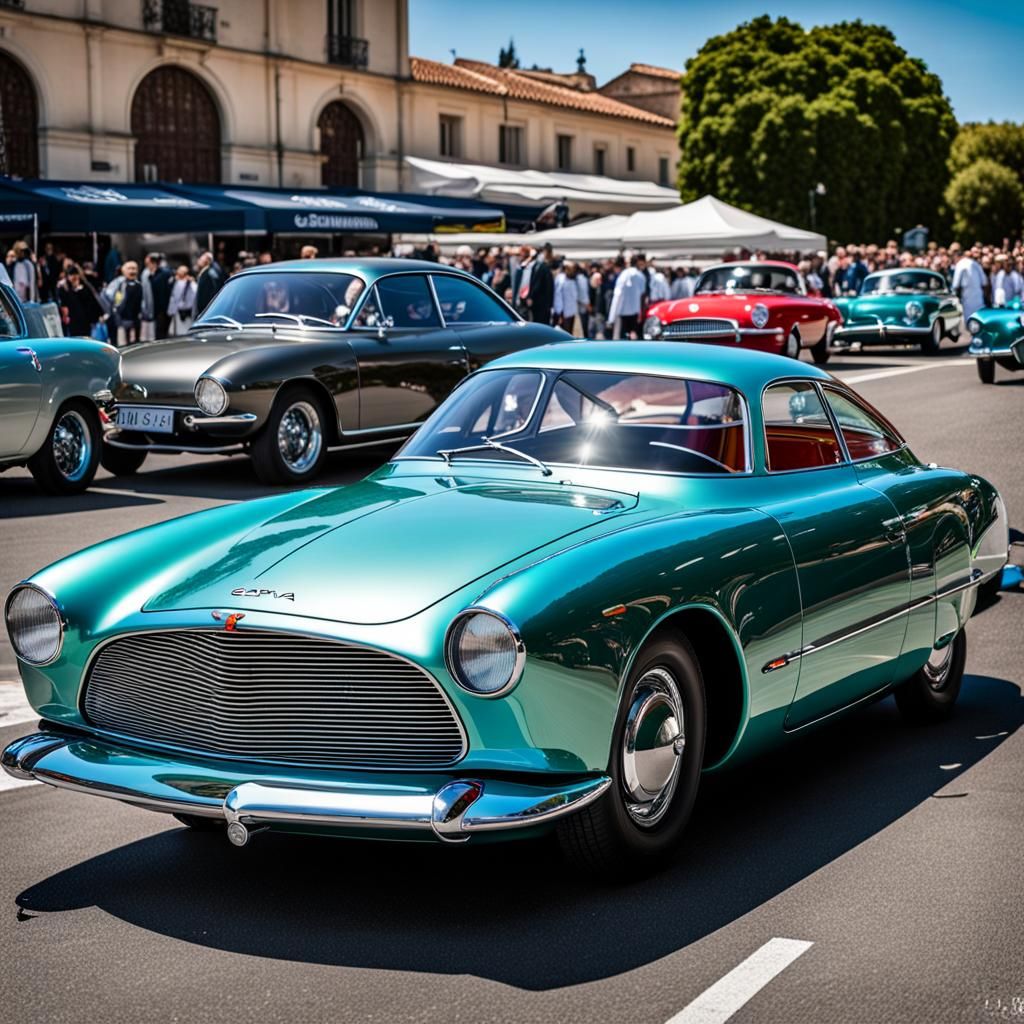 Retro-Futuristic Electric Sports Car, Cinematic Photo