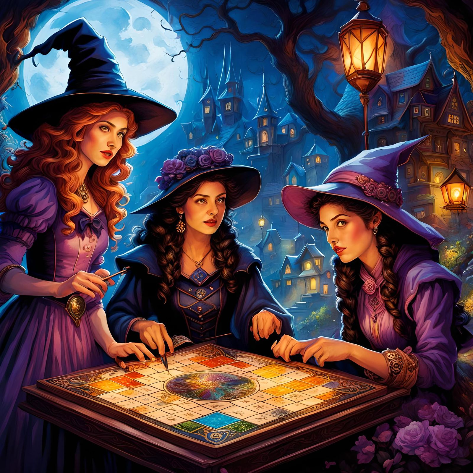 Witches and Warlocks Board Game Illustration