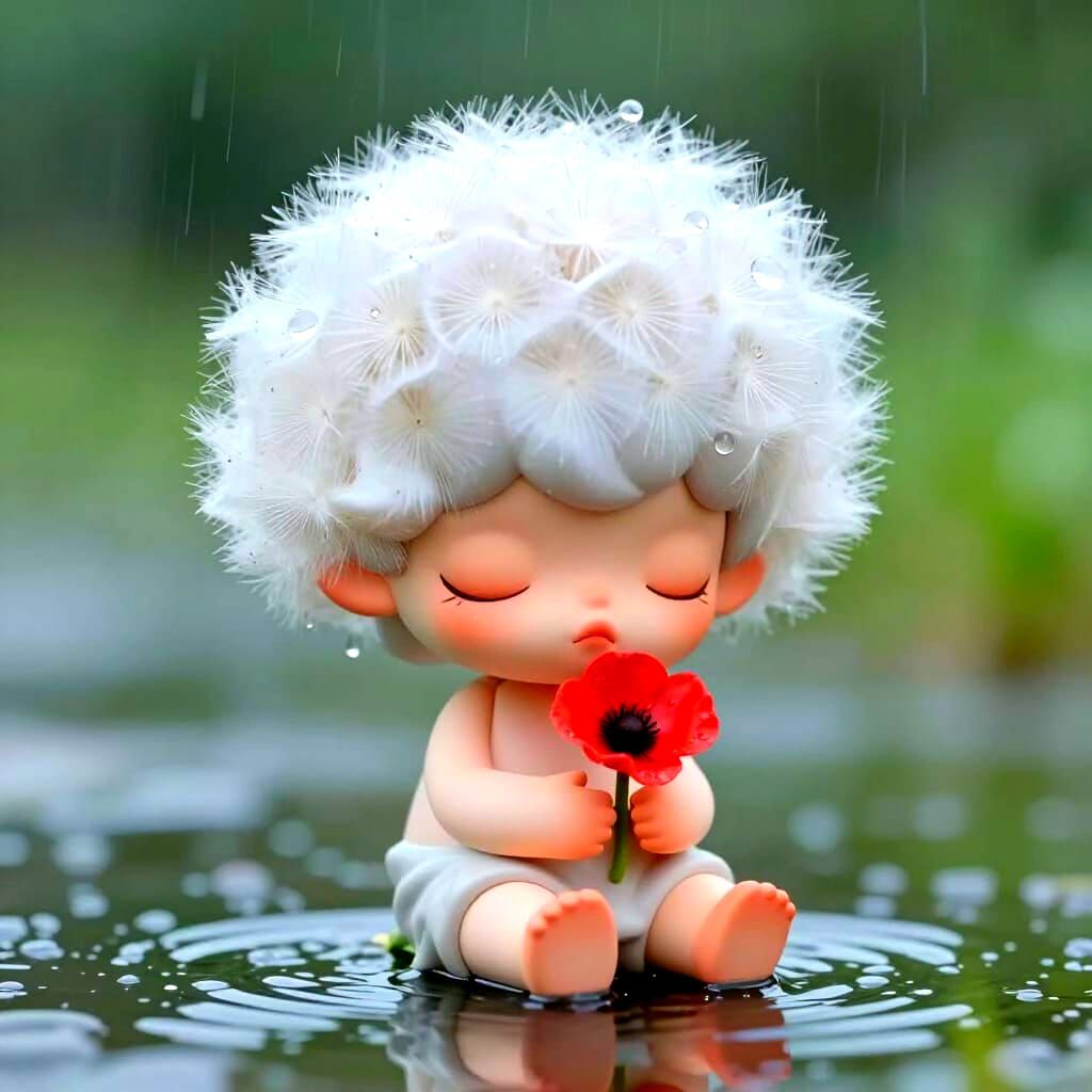3D Render of Dandelion Doll with Poppy