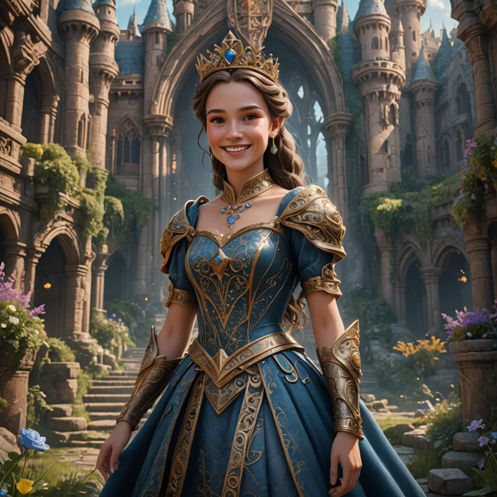 Fantastical Smiling Princess Concept Art