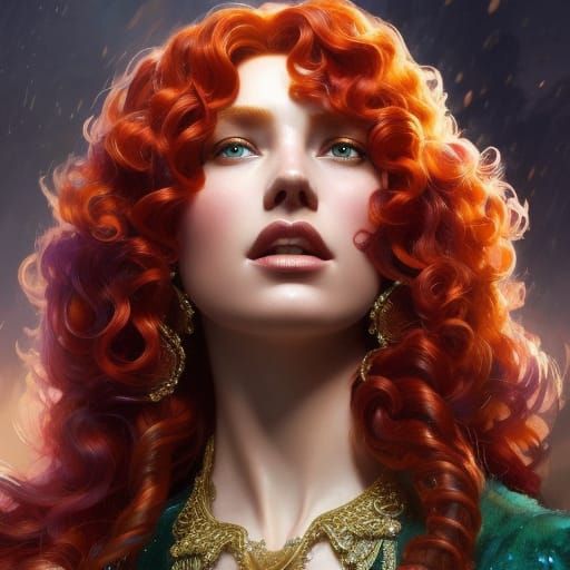 Princess Merida Portrait in Art Nouveau Style