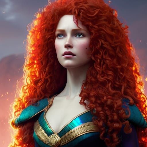Princess Merida Portrait in Hyperdetailed Digital Art Style