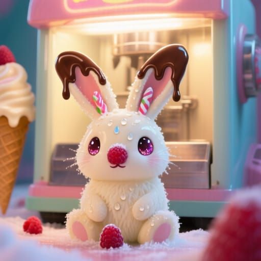 Creamy Ice Cream Bunny Under Machine
