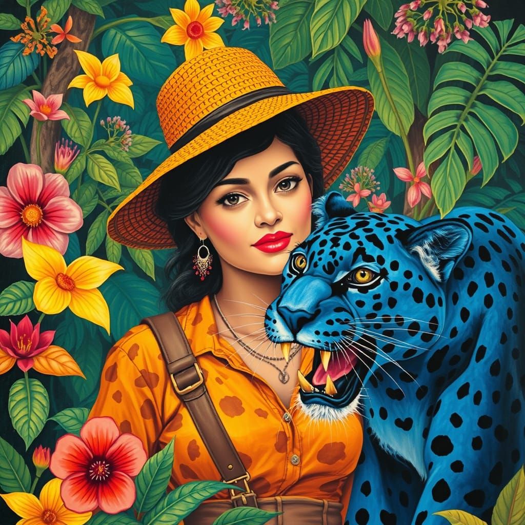 Vibrant Jungle Scene in Impasto Style