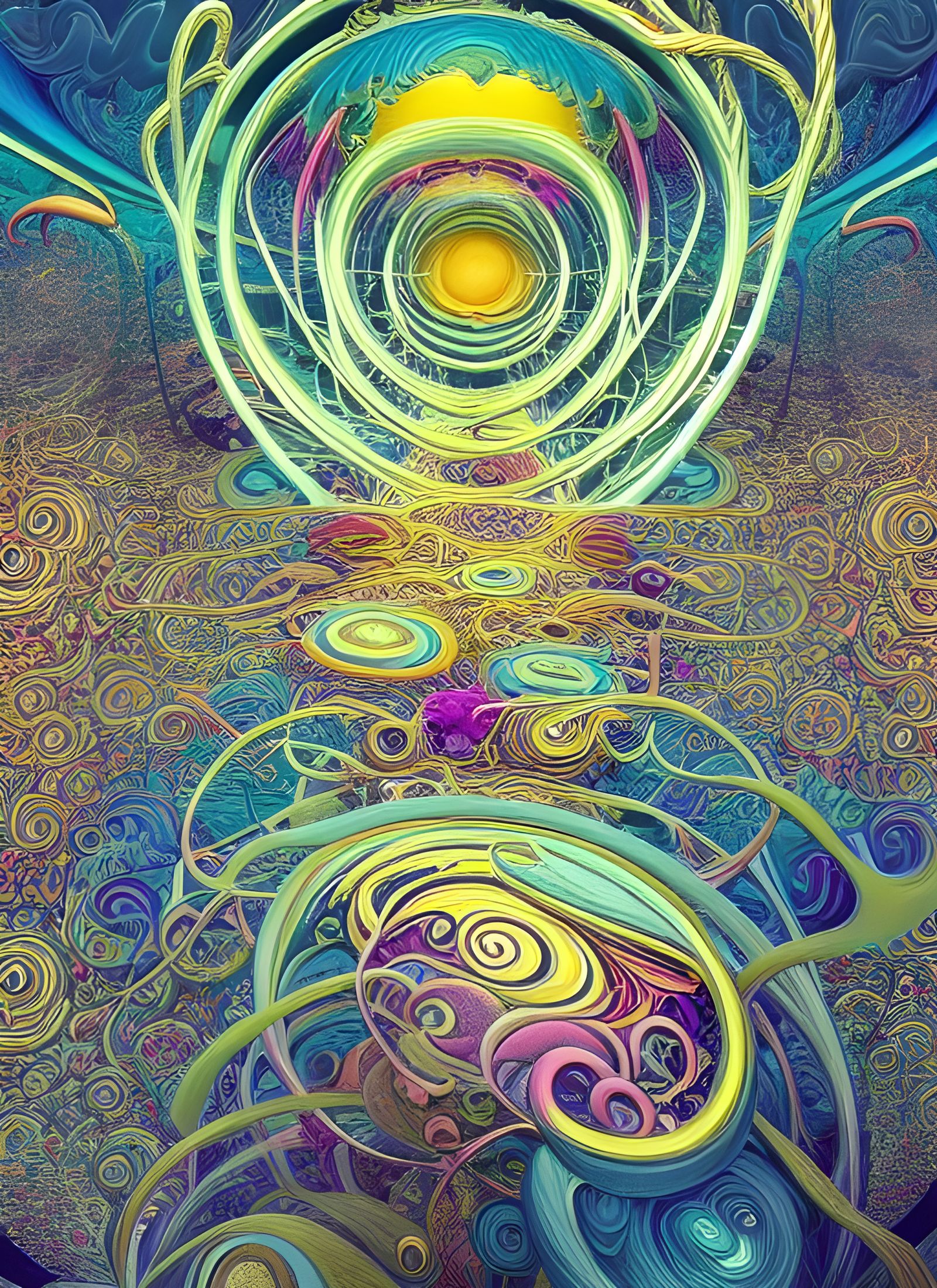 Psychedelic Swirling Landscape in Detailed Style