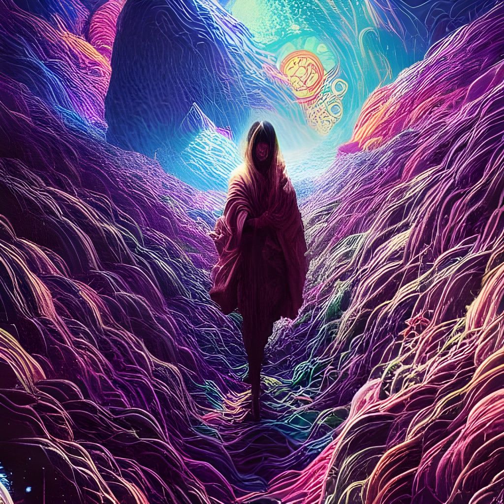 Psychedelic Dystopian Figure in Acrylic Art Style