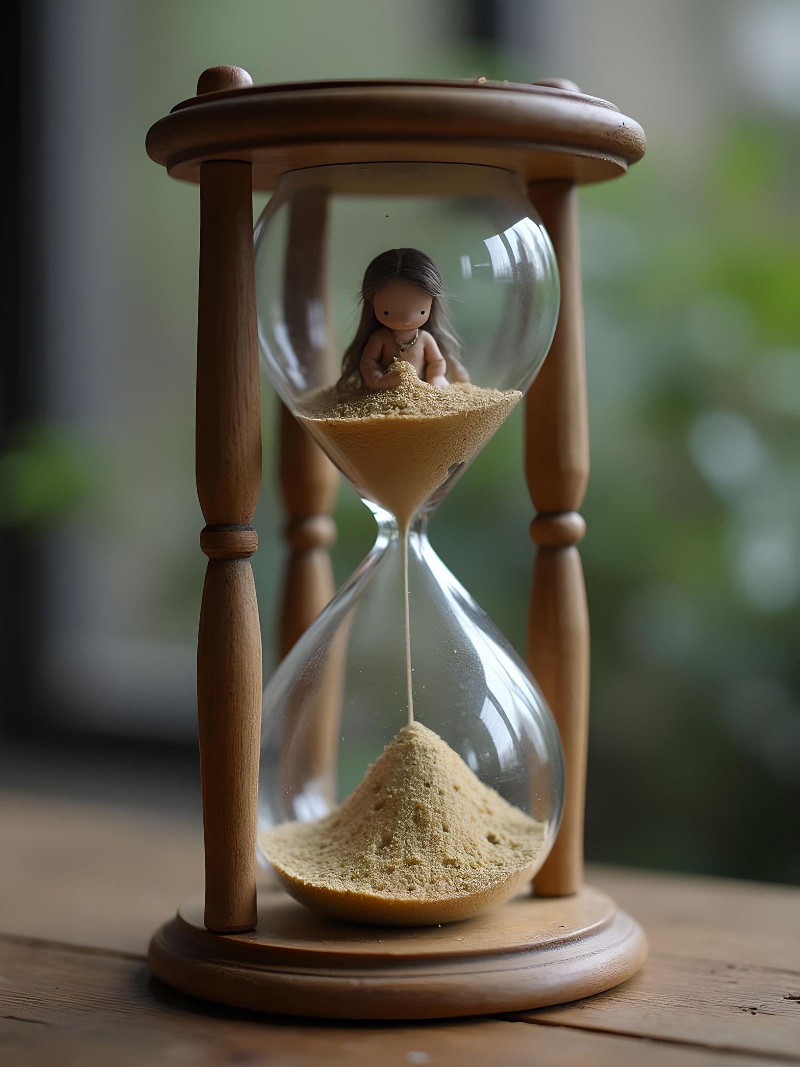 Tiny Girl Encased in Hourglass