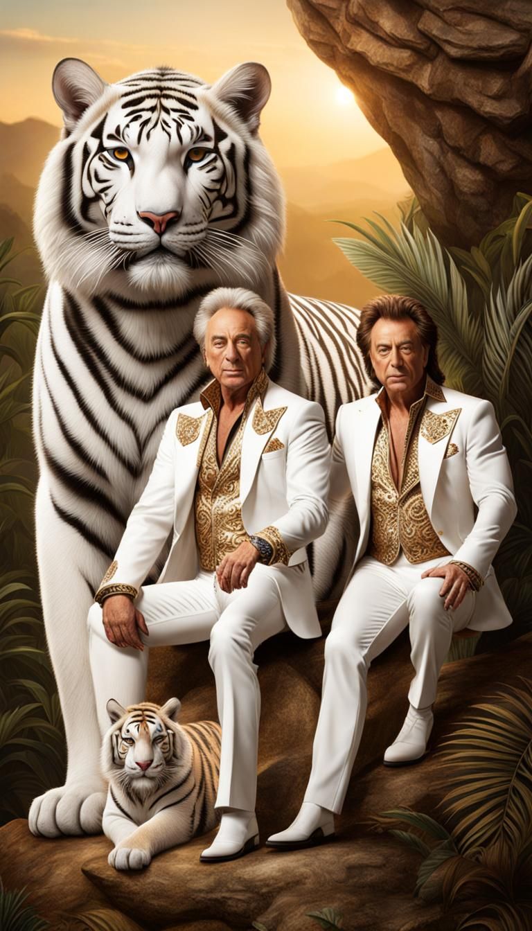 Siegfried and Roy and 2 white Tigers  (2/2)