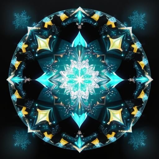 Christmas Snowglobe with Gemstones in Fractal Style