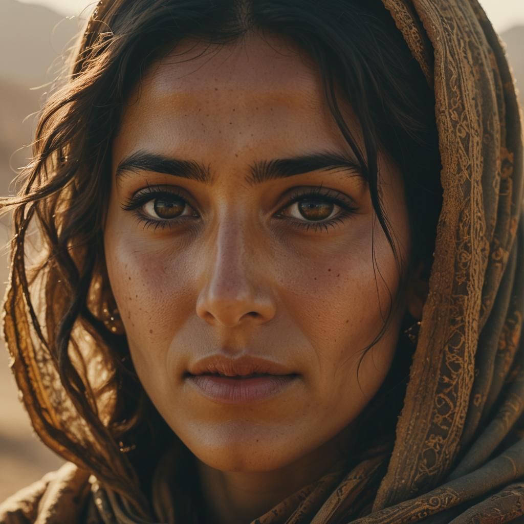 Afghan Woman in Golden Light: Cinematic Portrait