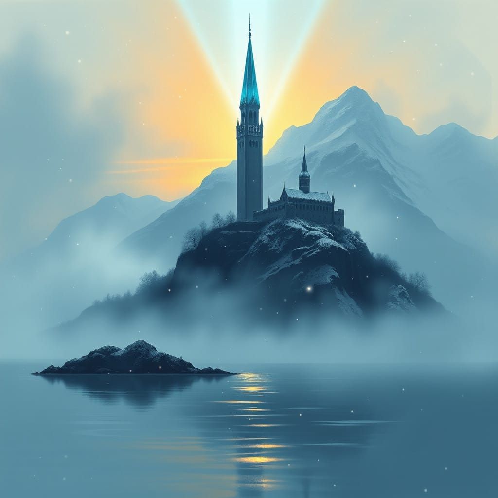 Mystic Isle in Ethereal Dawn