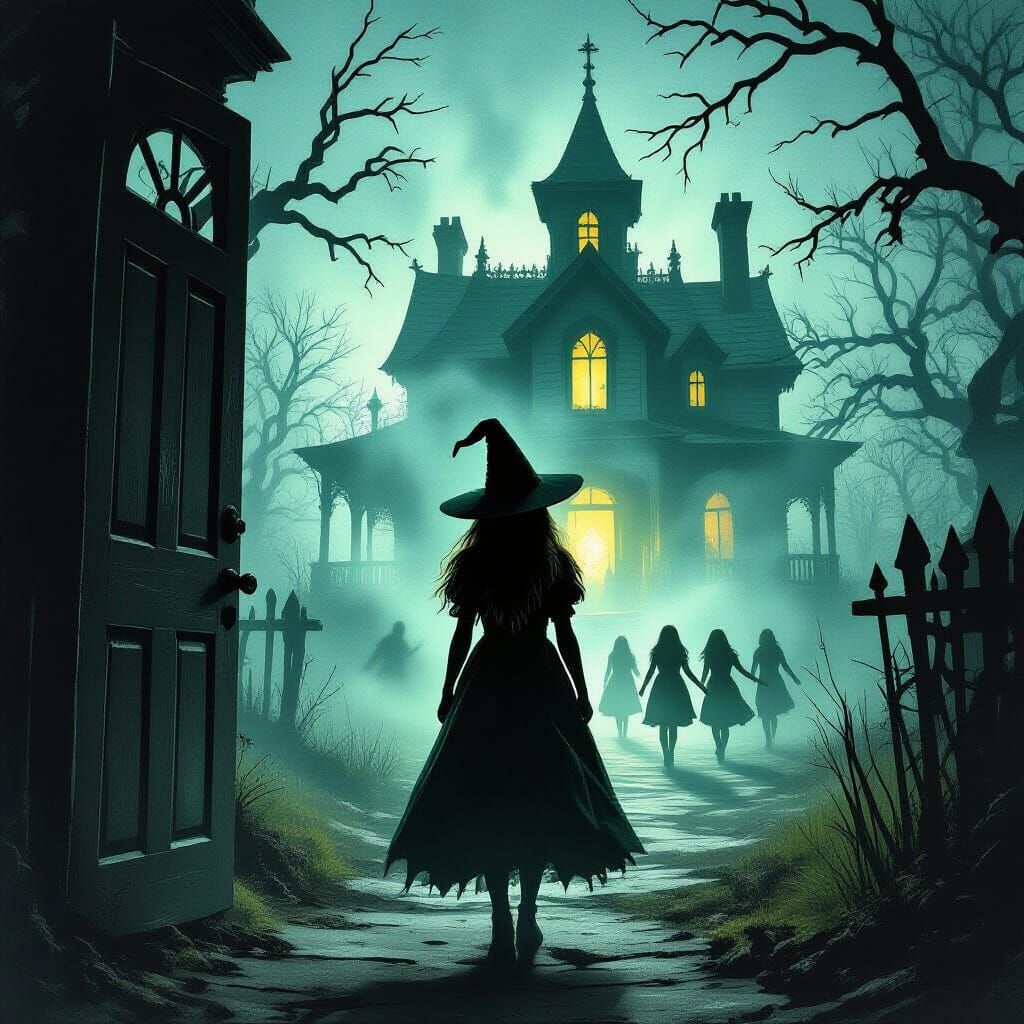 Teen Witch Frozen in Terror at Haunted House Door