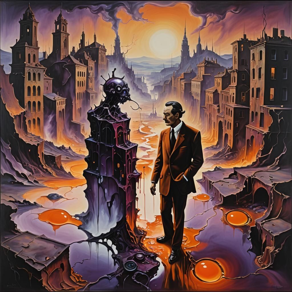 Surreal Dreamscape with Melting Clockwork, Dali-Inspired