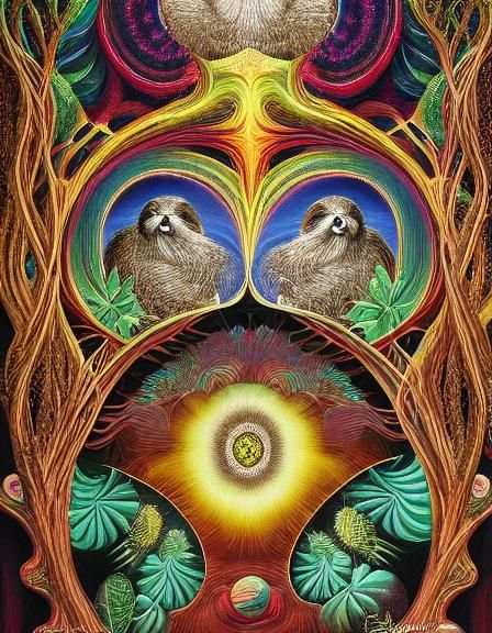 Optical Illusion: Zebra and Sloth in Mixed Media