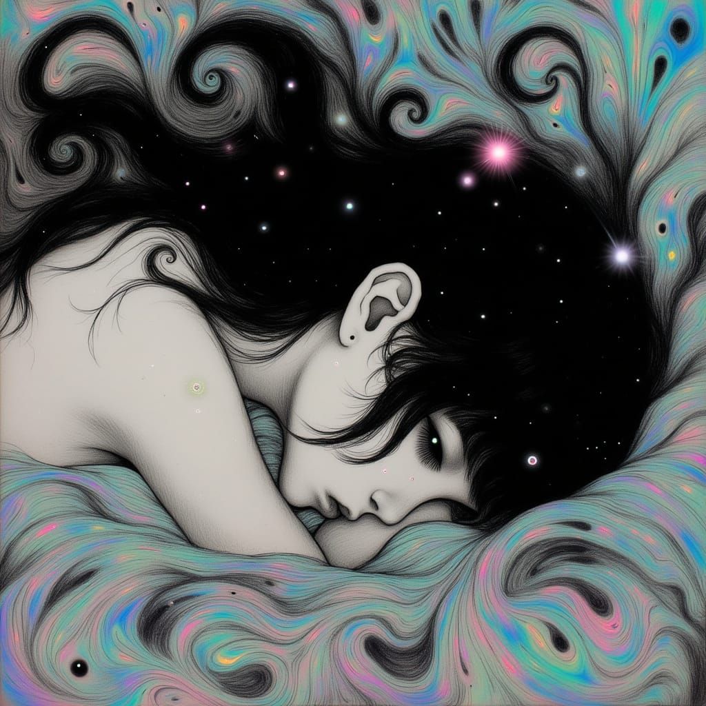 Dreaming Goddess in Luminous Dreamscape