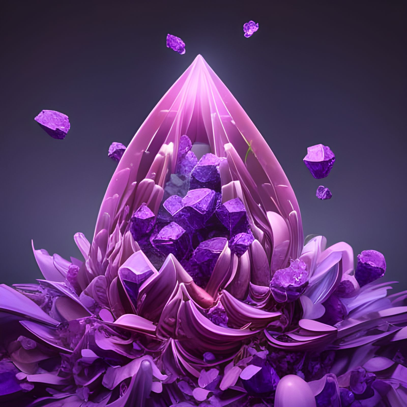Purple Amethyst Crystal Explosion in 3D