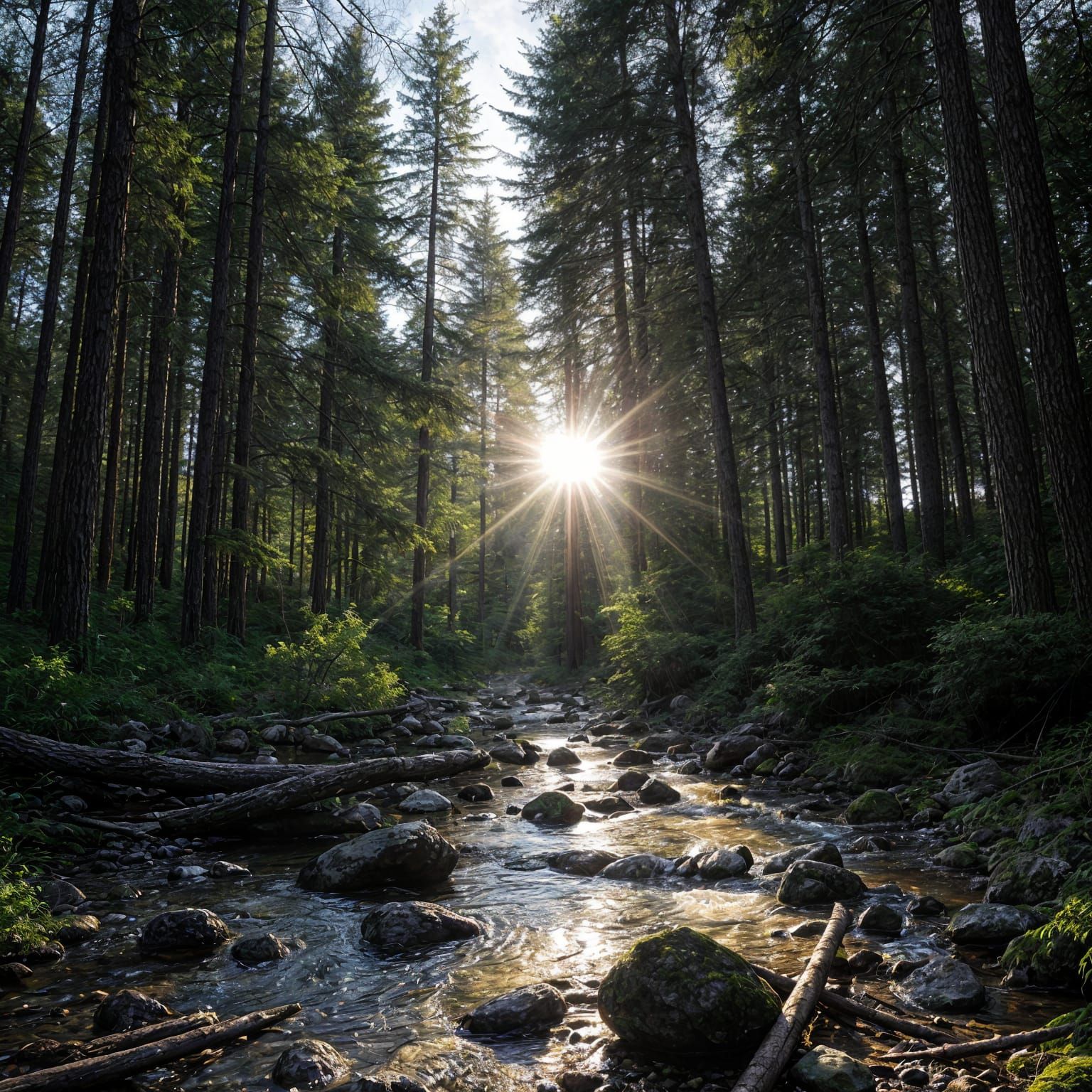 Golden Dawn in a Secluded Forest