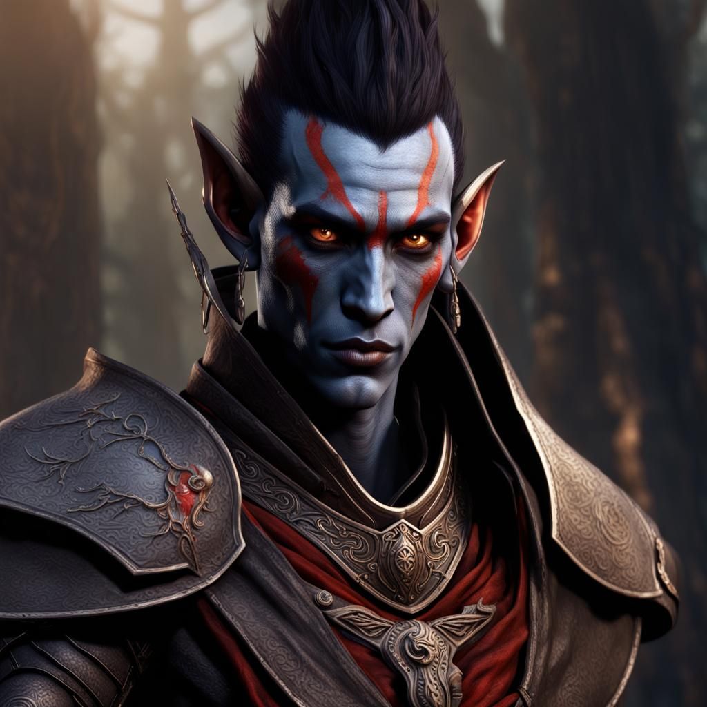 Dark Elf Assassin Portrait in Detailed Matte Painting