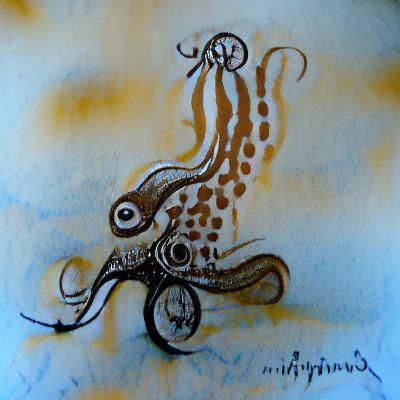 Octopus Calligraphy Ink Drawing