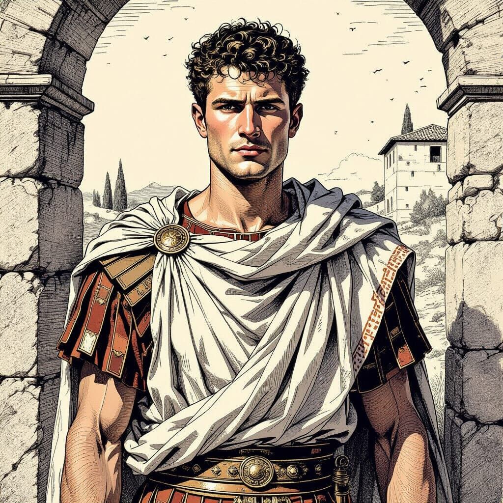 Young Roman Man in Pen and Ink Strokes