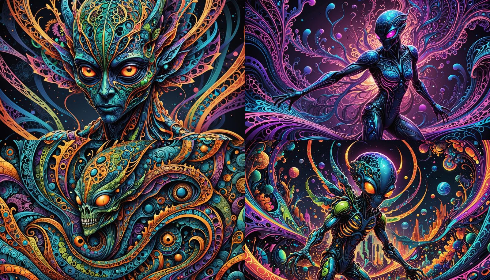 Abstract Alien Doodle World in Anime Style