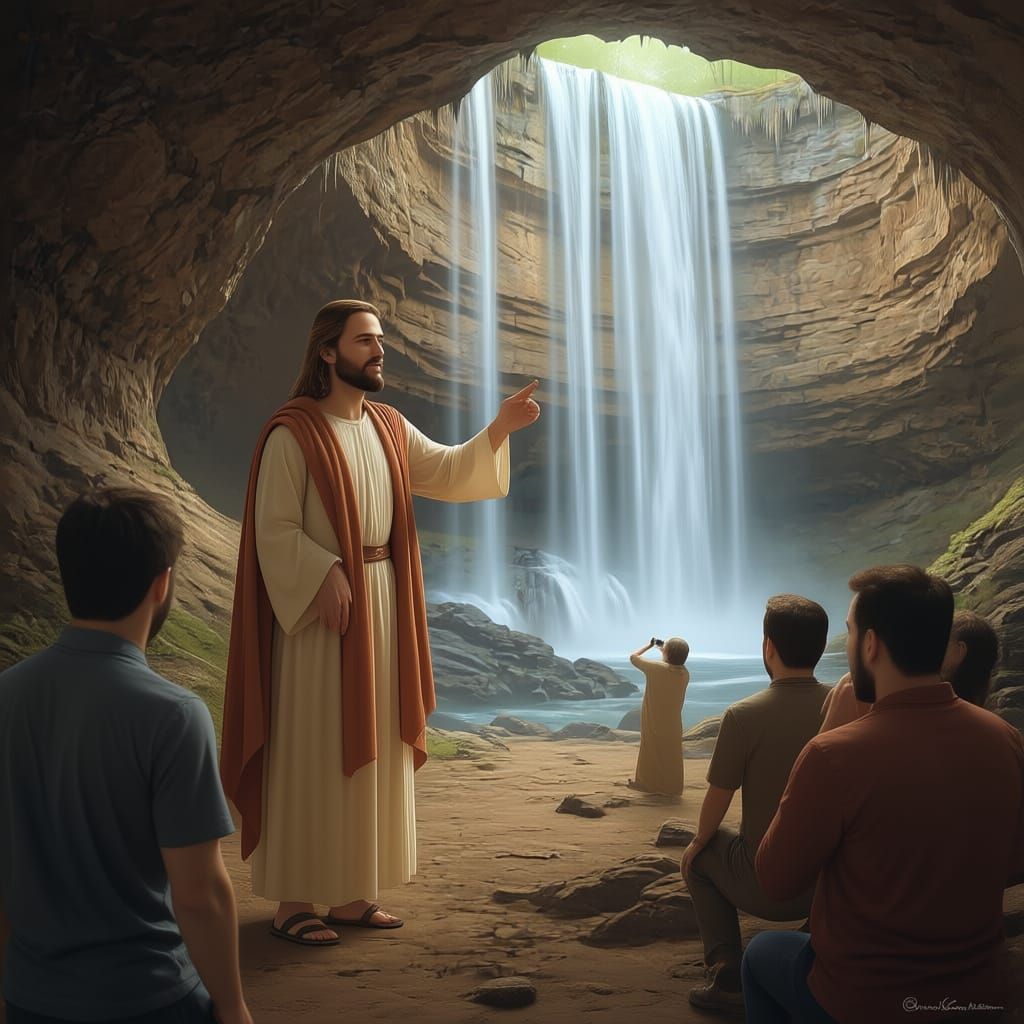 Jesus Visits Ruby Falls in Tennessee Cave