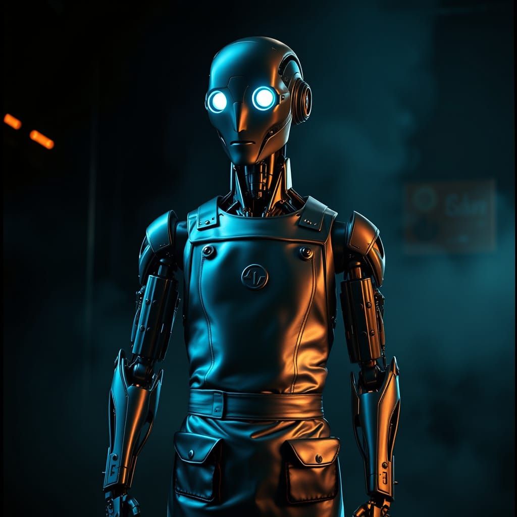 Elegant Sci-Fi Robot Servant in Metallic Glory