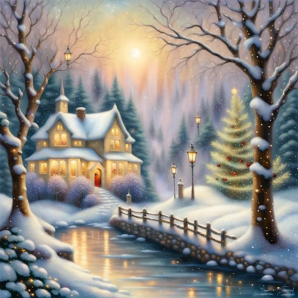 Enchanted Winter Christmas Card in Klimt Style