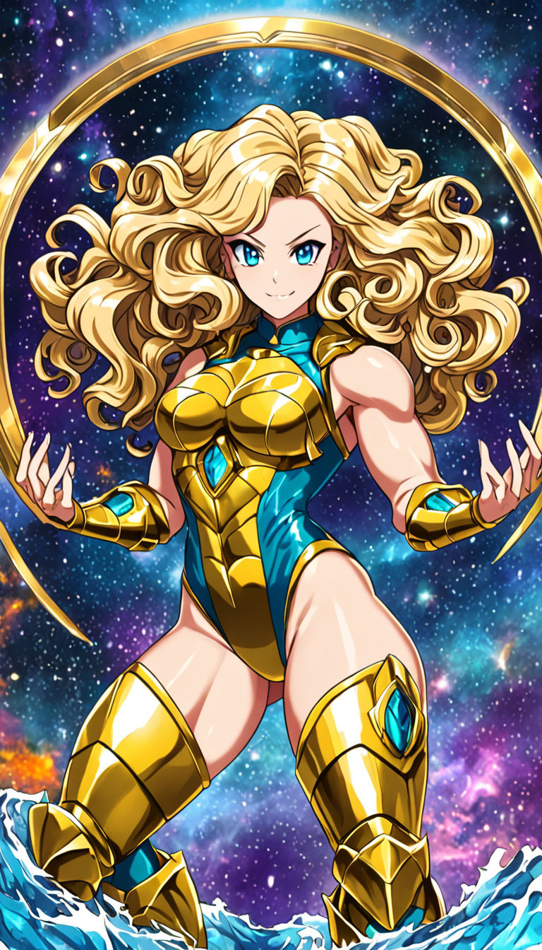 Galaxy Realm Warrior in Anime Style With Portal Background