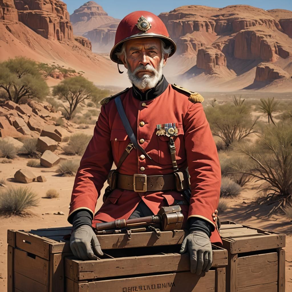 British Colonial Officer in Desert Battlefield