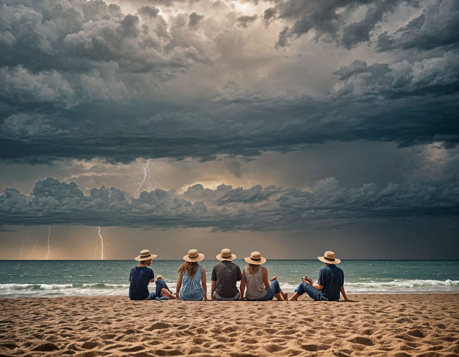 Beach Scene in Spain Before Thunderstorm