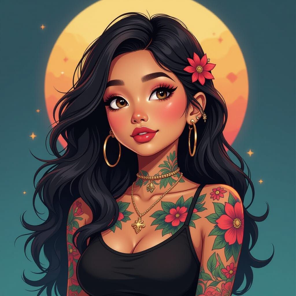 Mystical Tattooed Girl in Twisted Wonderland Style