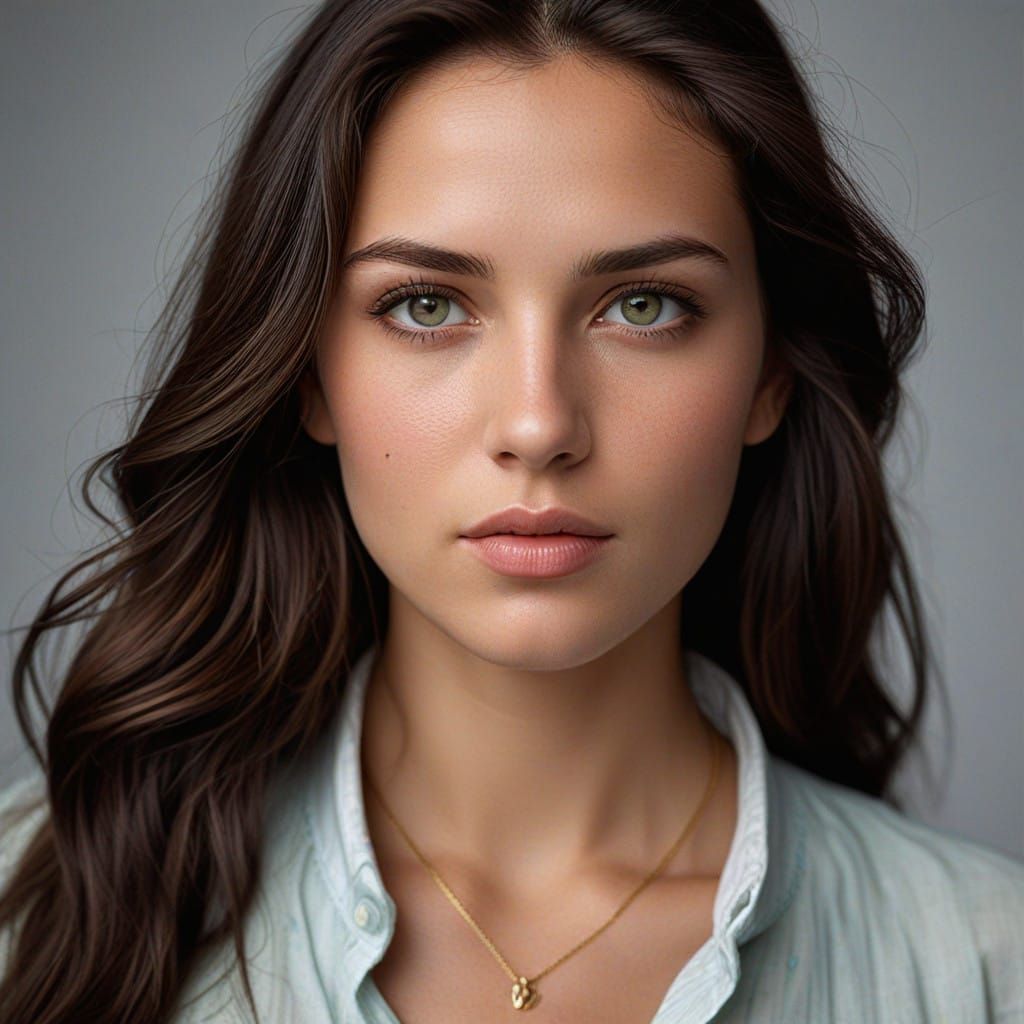 Confident Beauty with Piercing Green Eyes