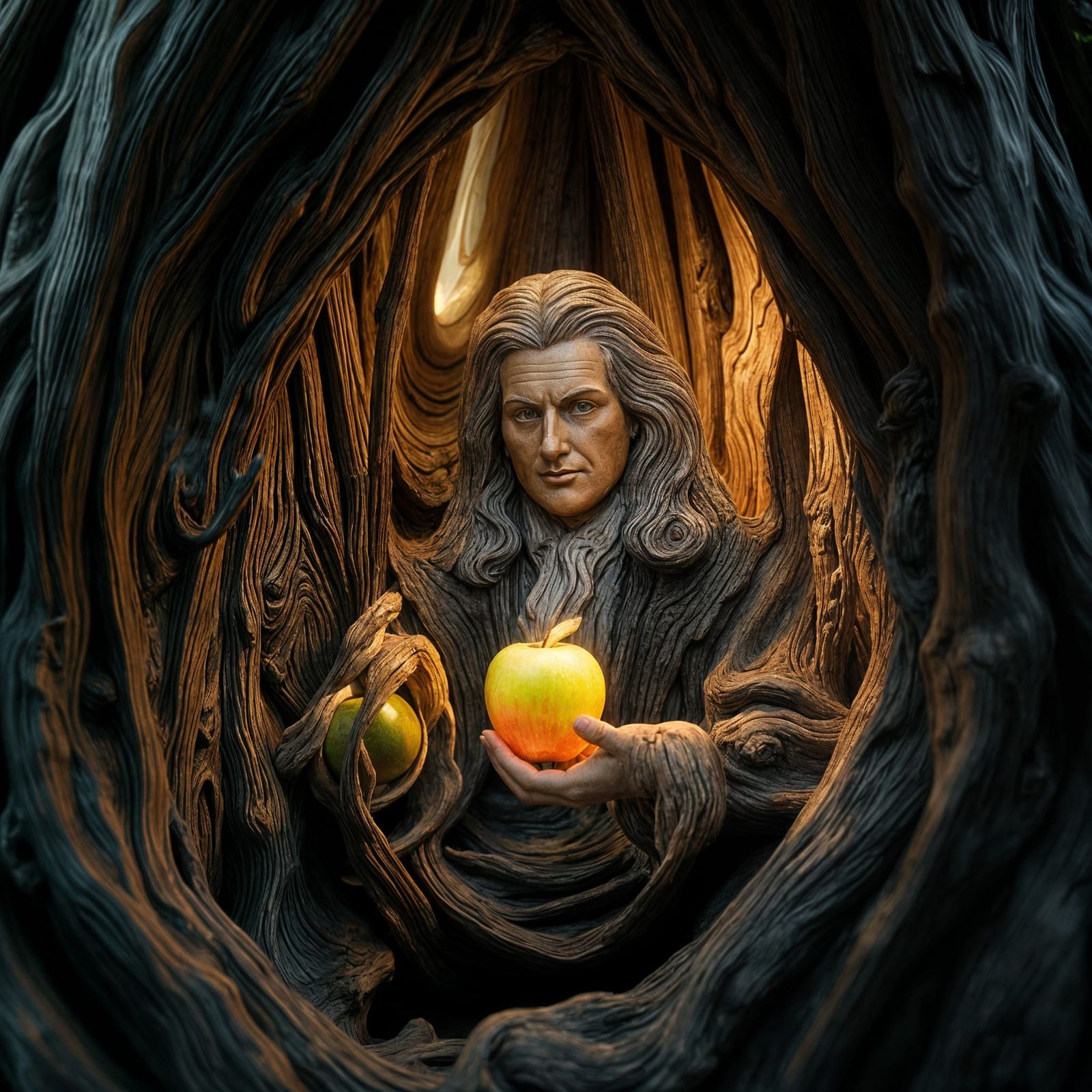 Newton's Apple: Intricate 3D Wood Carving