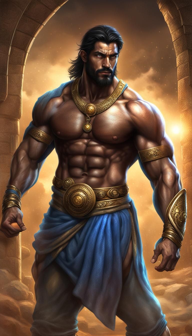 Handsome Persian Djinn with Muscular Build in HDR