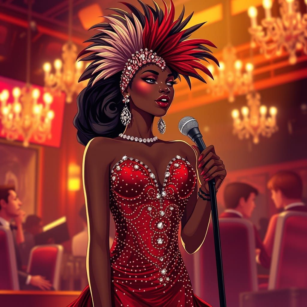 Jazz Singer in Sequined Gown at Smoky Club