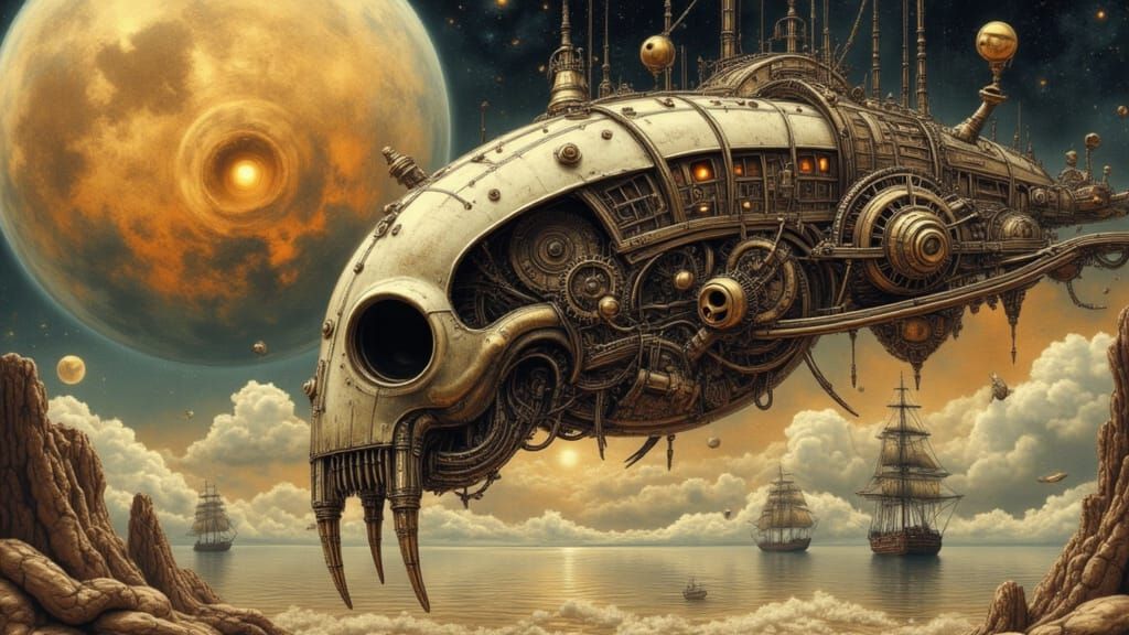 Steampunk Pirate Ship in Epic Fantasy Concept Art