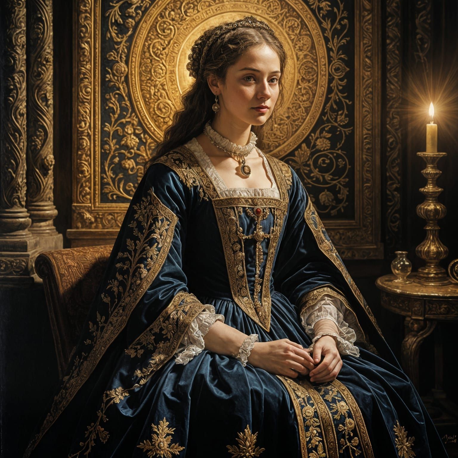 Renaissance Beauty in Regal Attire