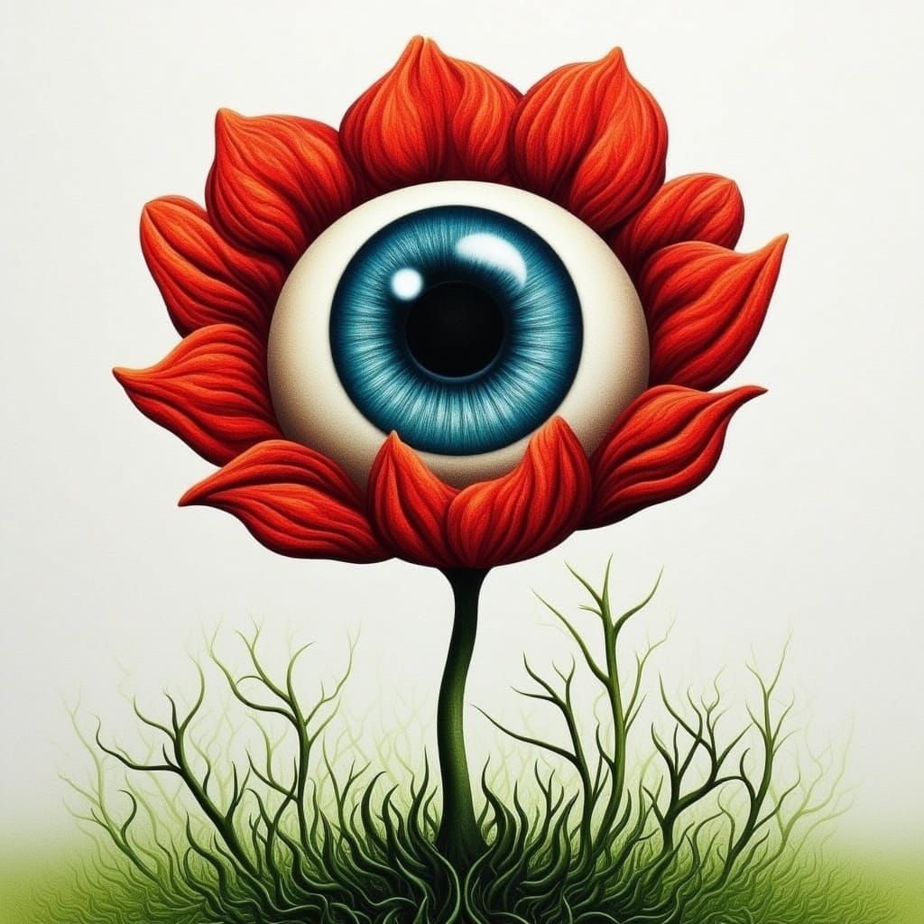 Eyeball Flower Portrait in Vibrant Watercolors