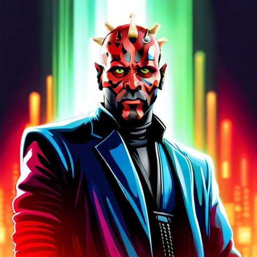 Darth Maul Concept Art in Cyberpunk Style