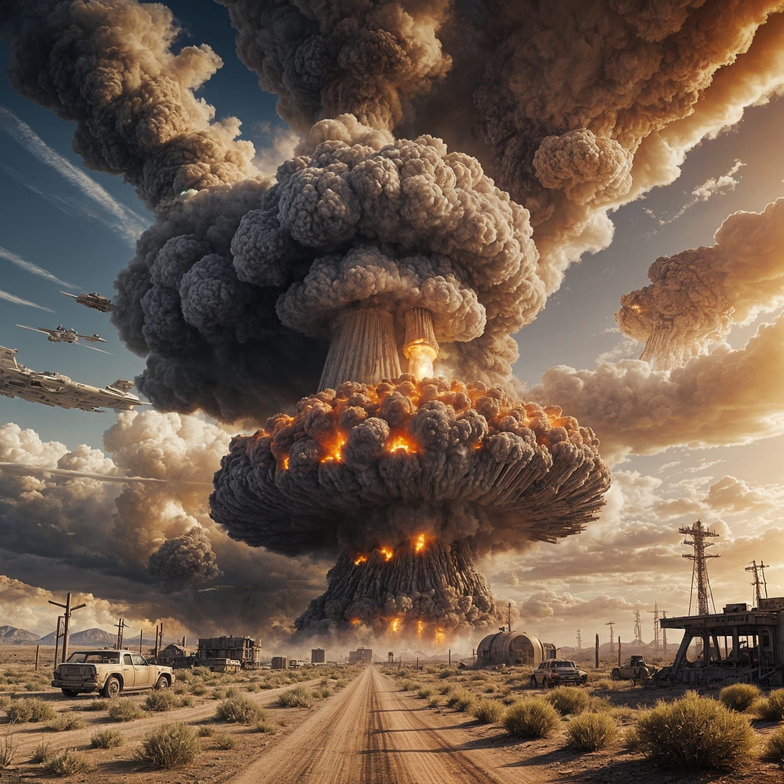 Nevada Desert Hydrogen Bomb Explosion in Fallout Style