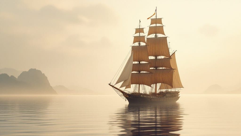 Cyberpunk Sailing Ship in Neurotech Aesthetic