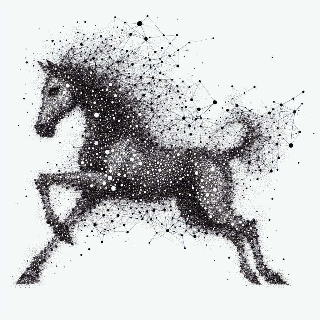 Abstract Ink Splatter Art: Emerging Horse