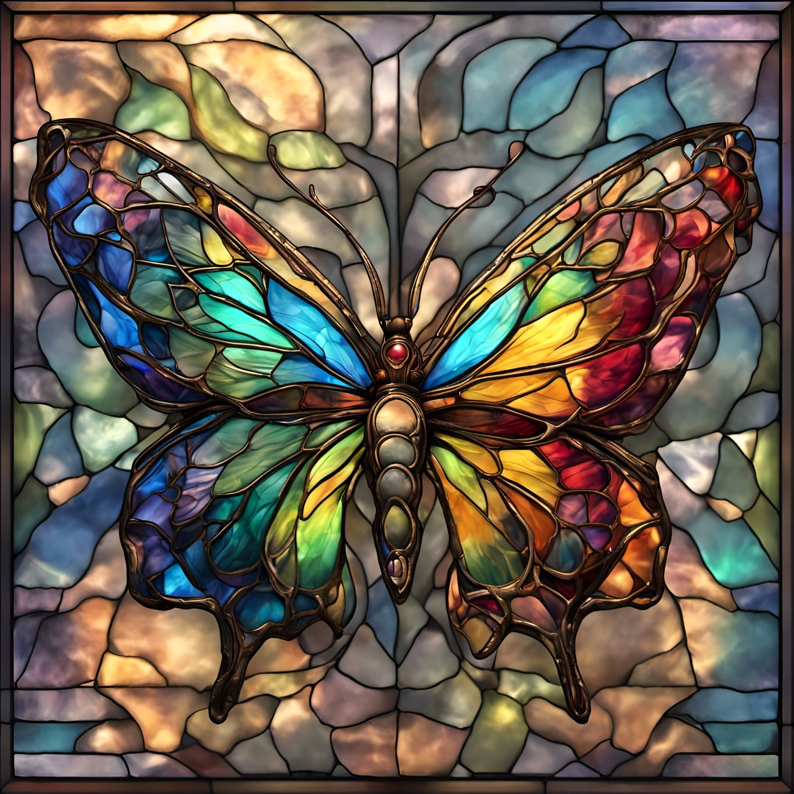 Colorful Stained Glass Butterfly Art