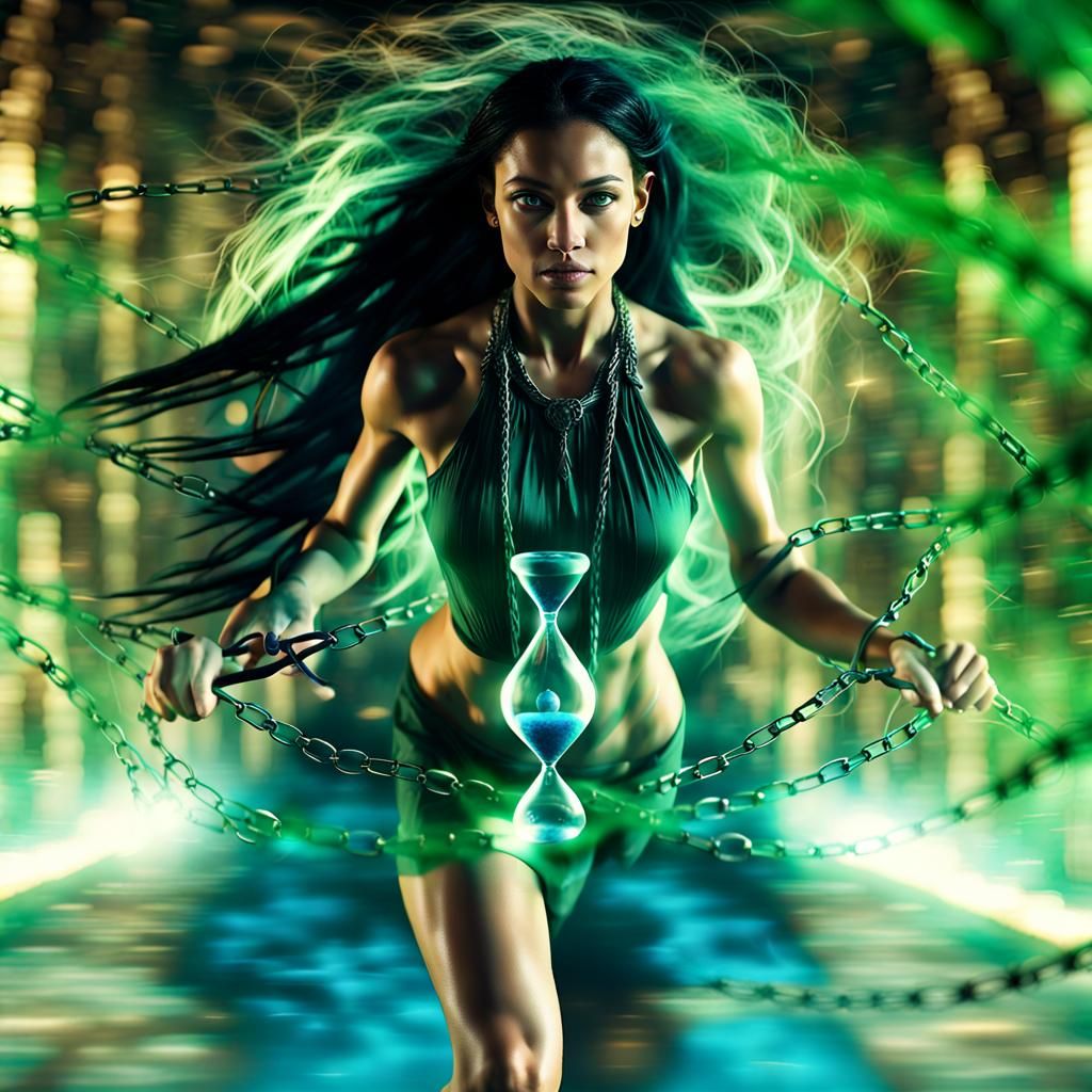 Hourglass Woman Running in a Magical Optical Illusion