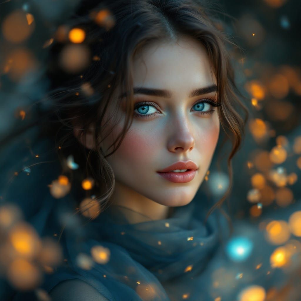 A Siren's Dreamscape in Soft Cerulean Hues