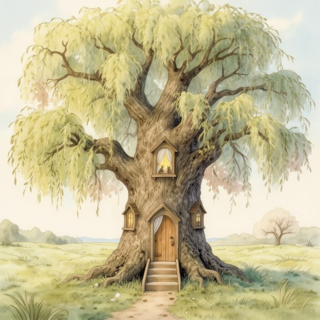 Charming Mouse Home in Oak Tree, Spring Forest